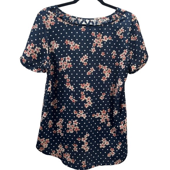 Counterparts Women Top Size M Color Blue Floral Zipper - Picture 2 of 12